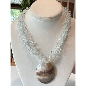 LUC Lucas‎ Lameth Ice Blue Crystal 18''- 19'' Necklace Sterling 925 Silver 67g